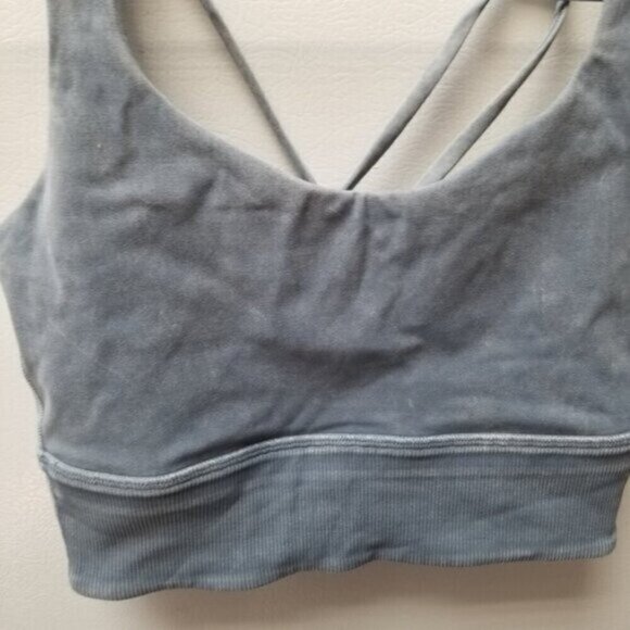 Lululemon Free To Be Bra *Long Line Rib Snow Wash Washed Moon Blue 2 - Picture 11 of 11